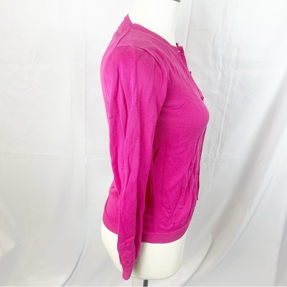 💖 J.Crew Casey Cardigan – Hot Pink Cotton Knit | Size 16 (Fits Women’s S/XS) 💖 - Picture 7 of 10